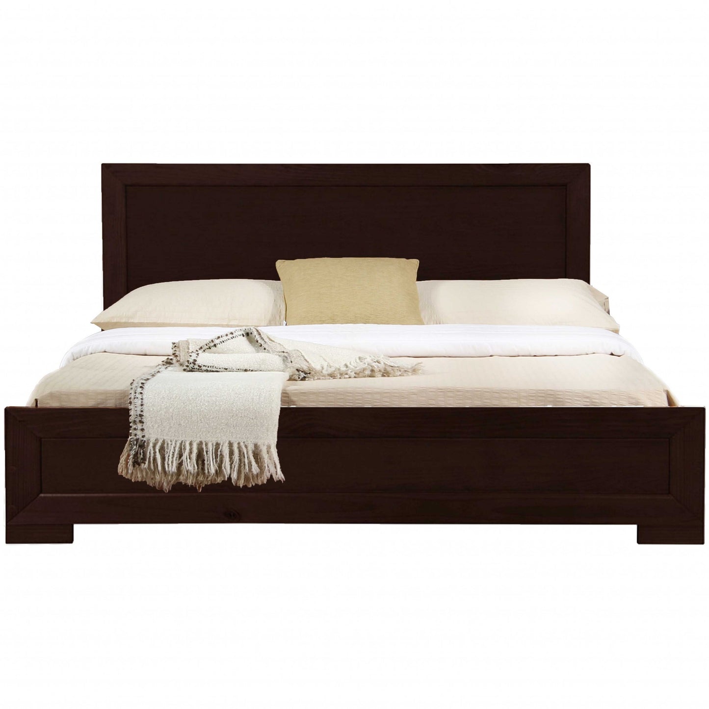 Moma White Wood Platform King Bed With Two Nightstands