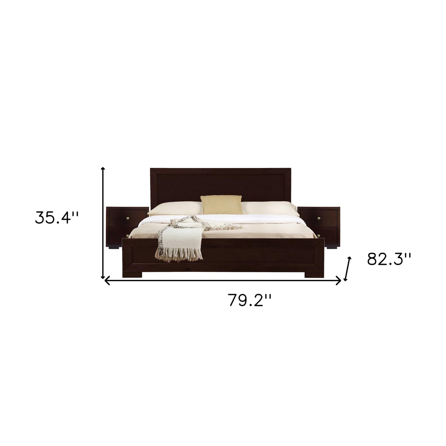 Moma White Wood Platform King Bed With Two Nightstands