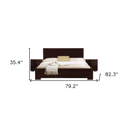 Moma White Wood Platform Queen Bed With Two Nightstands