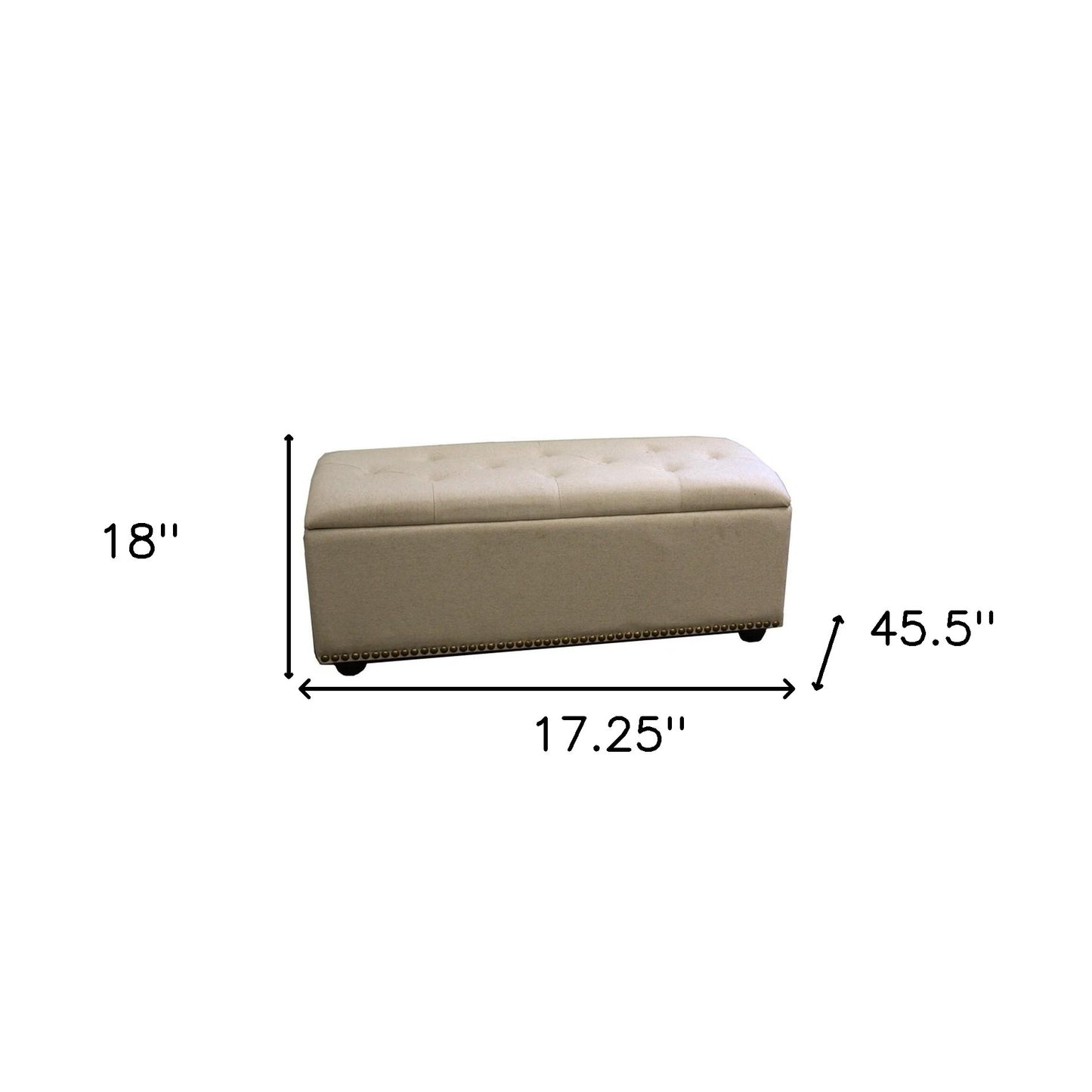 17" Beige and Black Upholstered Microfiber Bench with Flip top