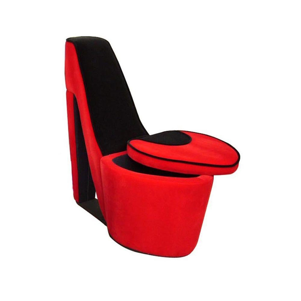 32" Red Faux Suede Side Chair