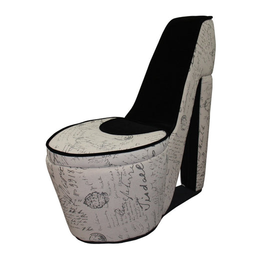 16" Beige Upholstered Abstract Side Chair