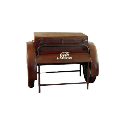 27" Maroon Steel Wheel End Table With Trunk Storage