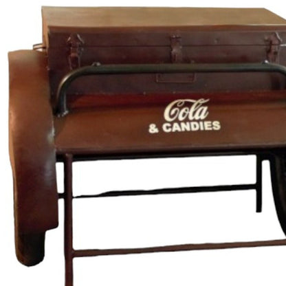27" Maroon Steel Wheel End Table With Trunk Storage