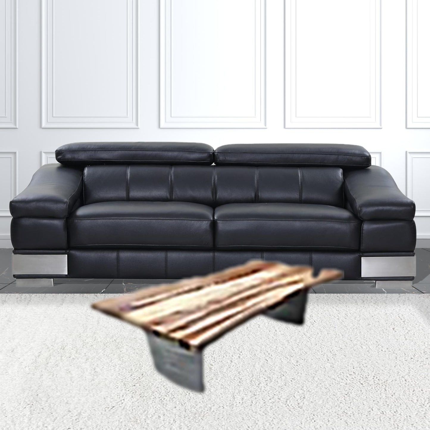 31" Natural Solid Wood And Steel Coffee Table