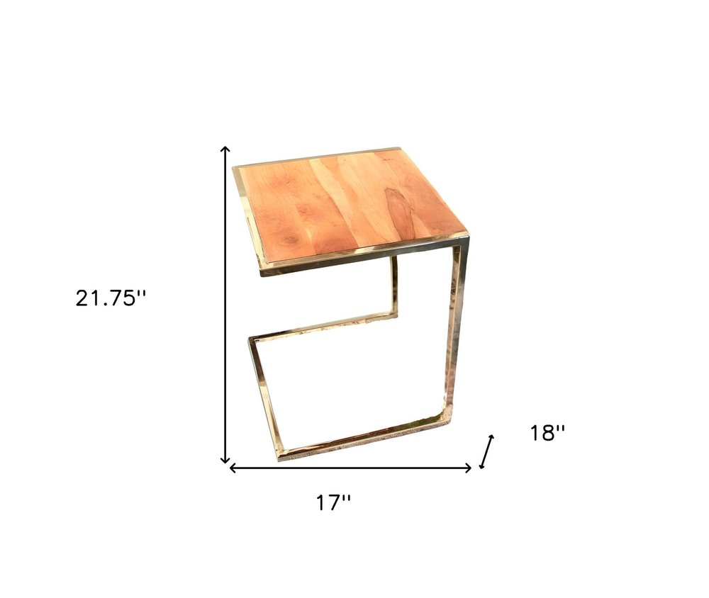 Set of Three Stylish Wood and Metal C Shaped Nesting End Tables