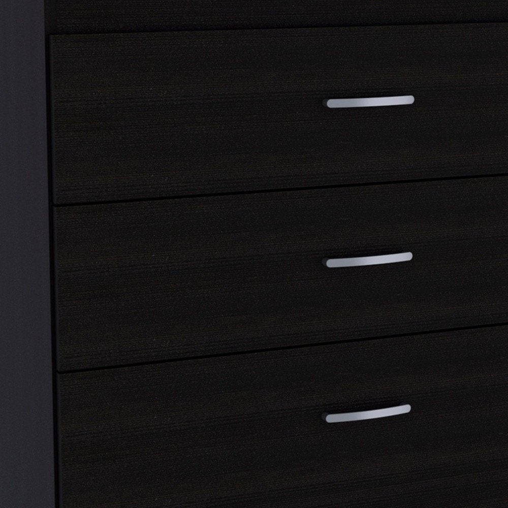 31" Black Wood Three Drawer Dresser