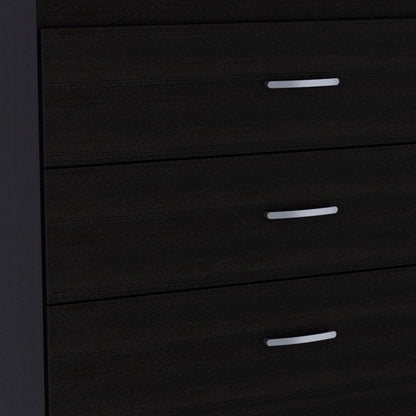 31" Black Wood And Metal Three Drawer Dresser