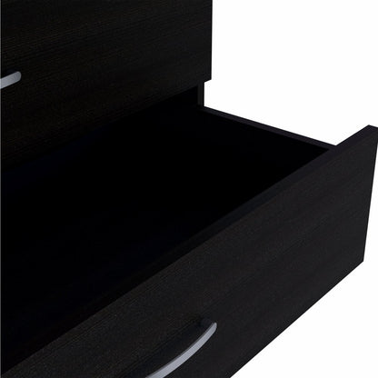 31" Black Wood Three Drawer Dresser
