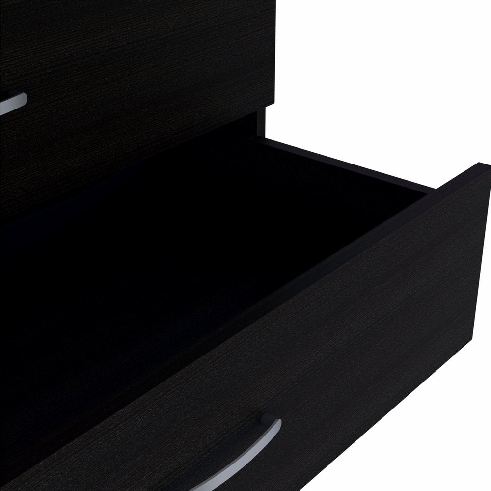31" Black Wood And Metal Three Drawer Dresser