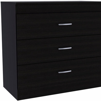 31" Black Wood Three Drawer Dresser