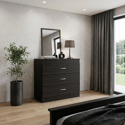 31" Black Three Drawer Dresser