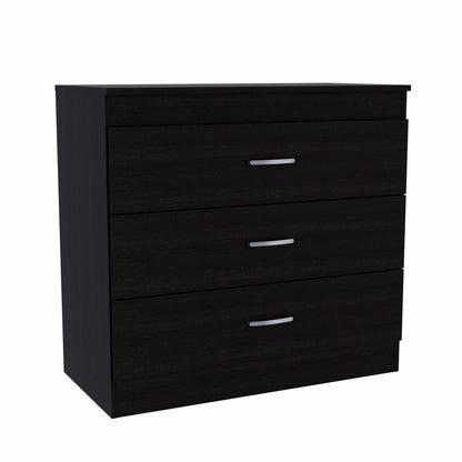31" Black Wood Three Drawer Dresser