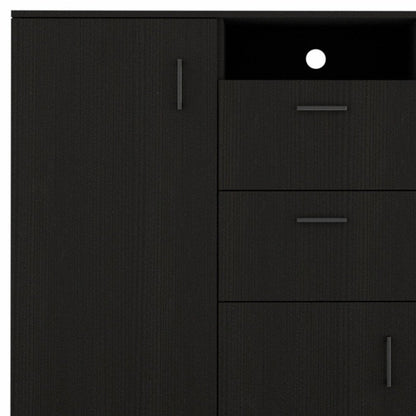 48" Black Wood Two Drawer Combo Dresser