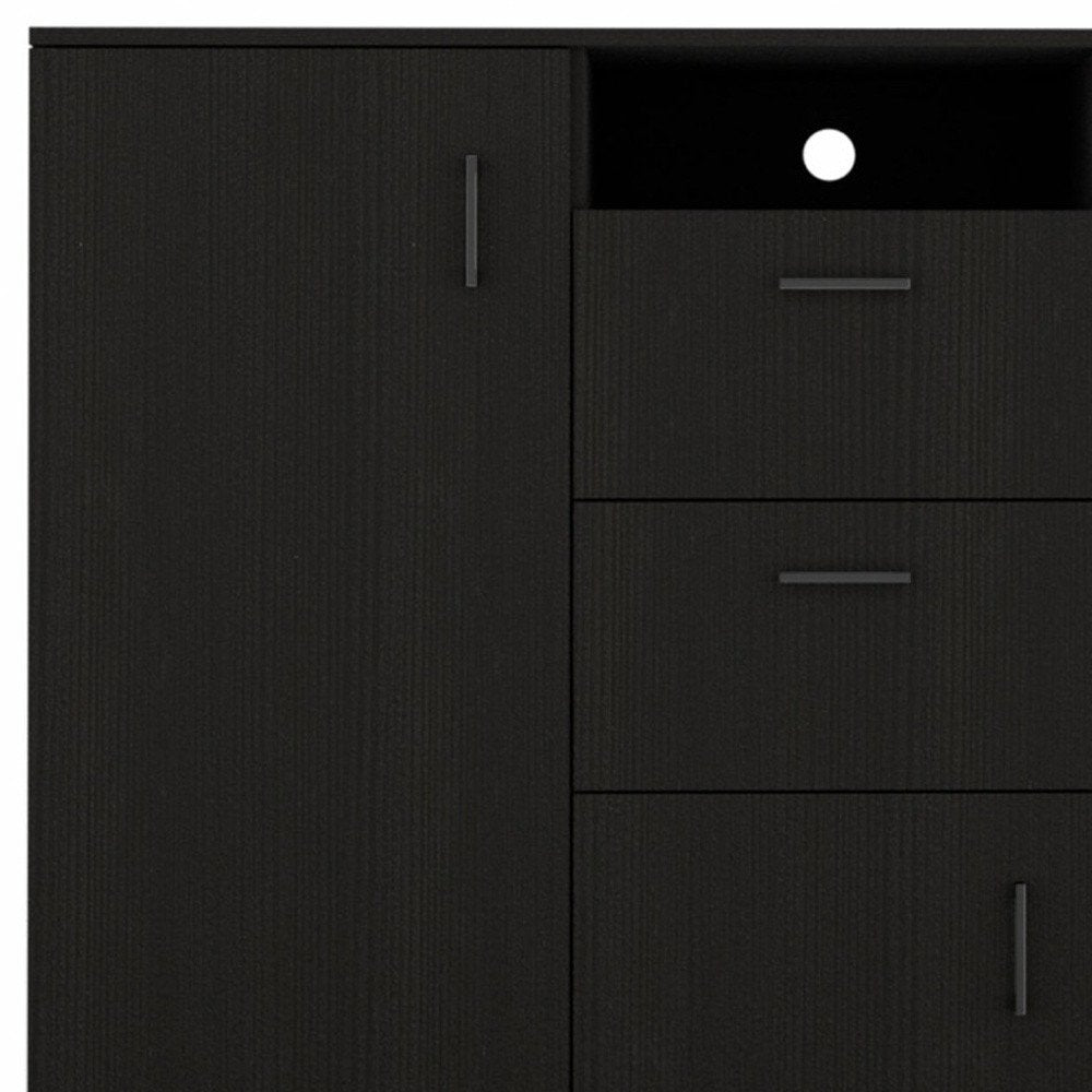 48" Black Wood And Metal Two Drawer Combo Dresser