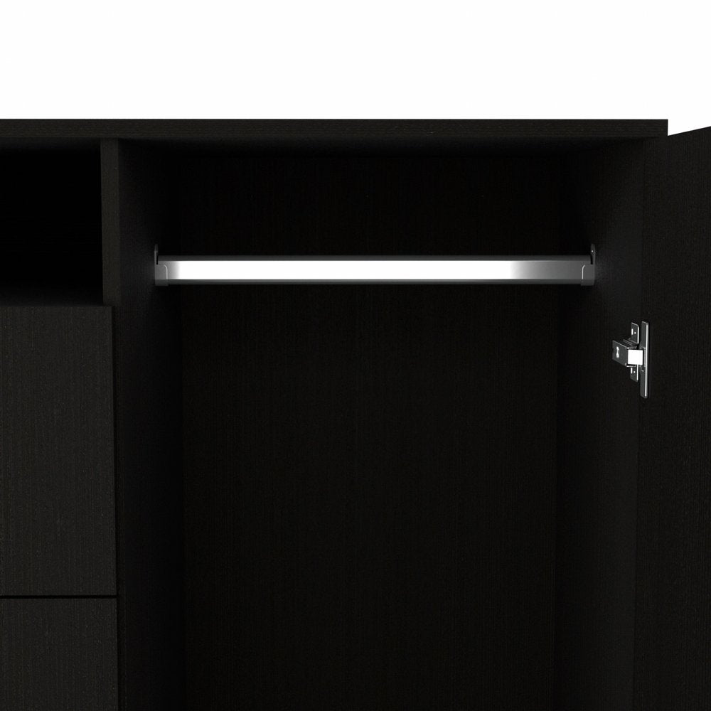 48" Black Wood And Metal Two Drawer Combo Dresser