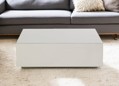 35" Silver Stainless Steel Square Solid Coffee Table