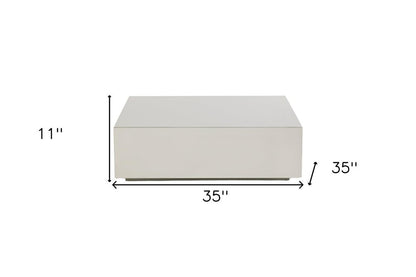 35" Silver Stainless Steel Square Solid Coffee Table