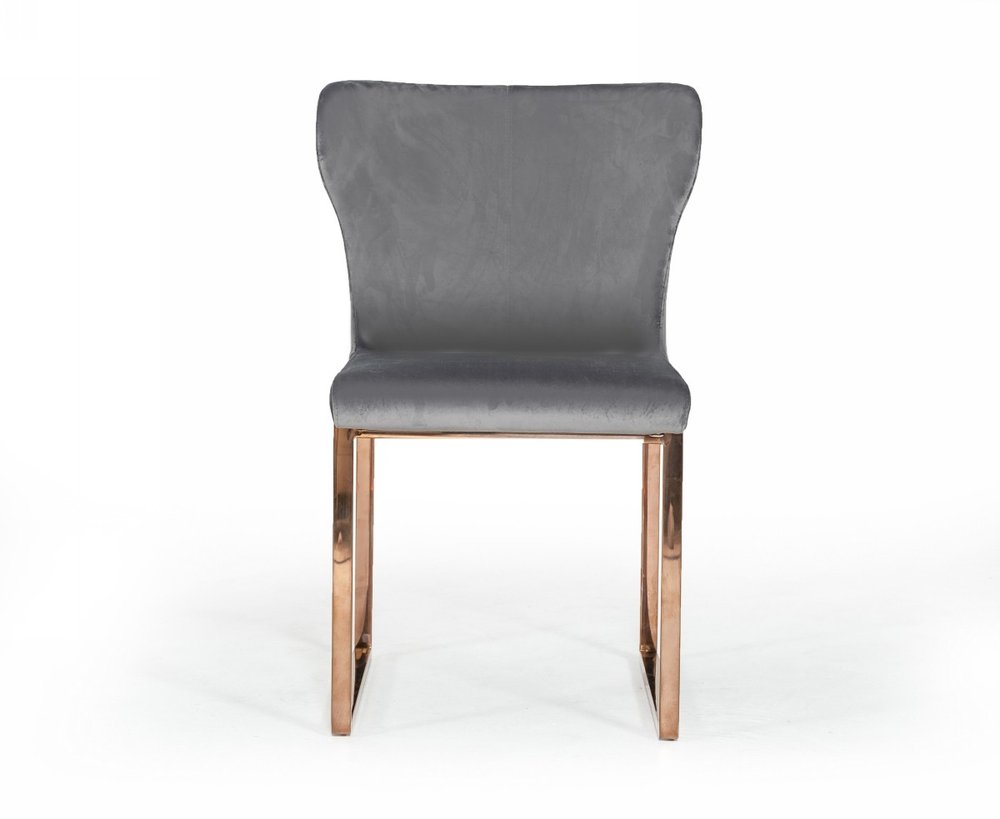 Gray and Gold Upholstered Fabric Wing Back Dining Side Chair