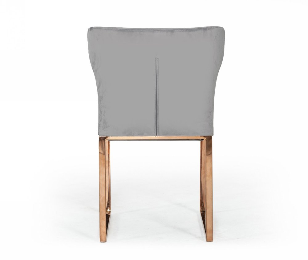 Gray and Gold Upholstered Fabric Wing Back Dining Side Chair