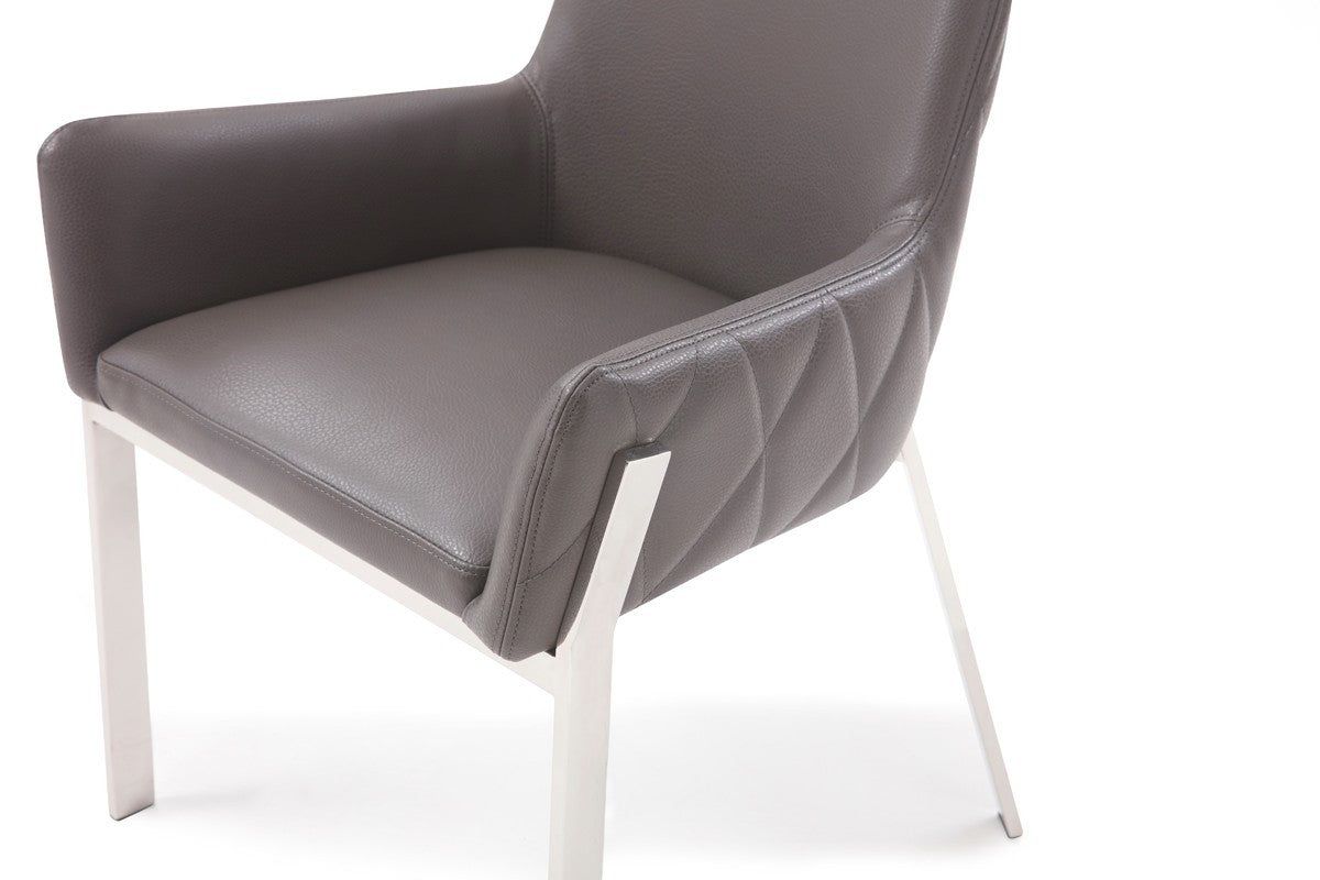 Grey Faux Leather Dining Chair