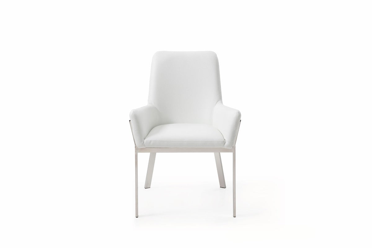 White Faux Leather Dining Chair