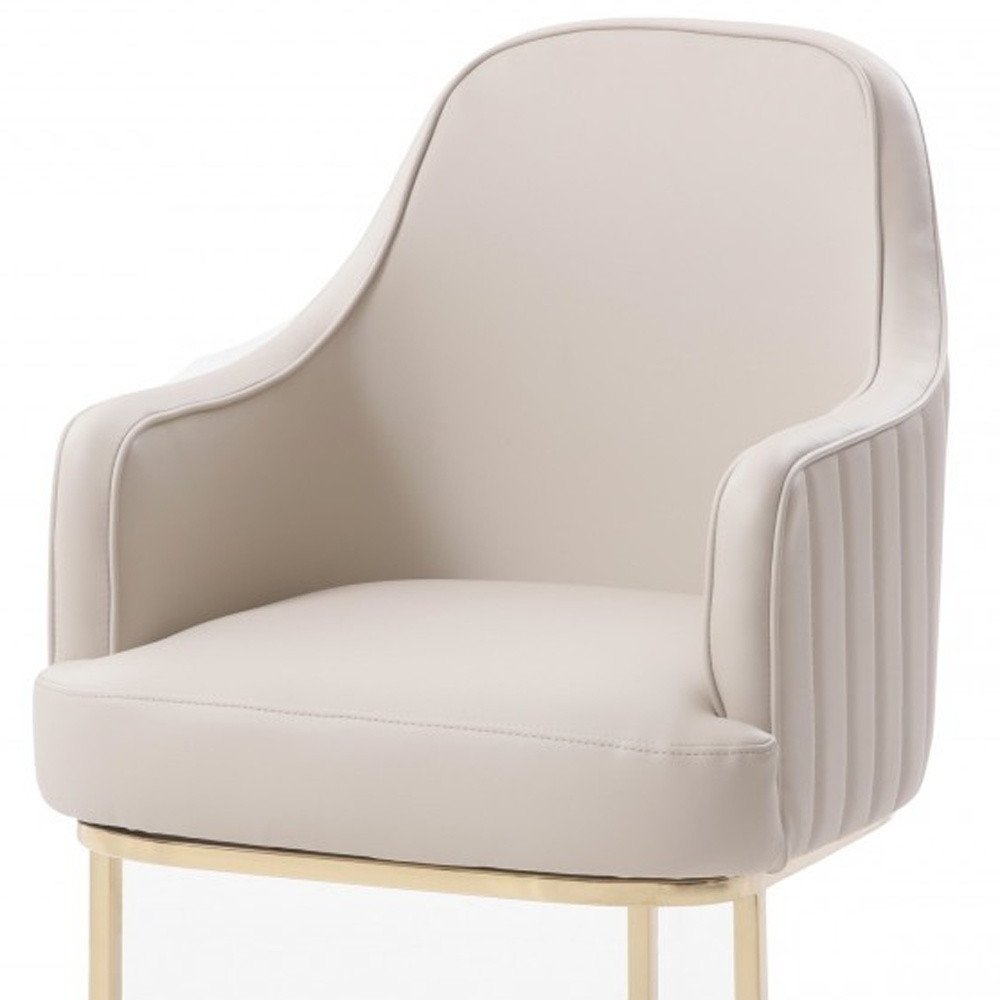 Gray and Gold Upholstered Fabric Dining Arm Chair