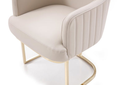 Gray and Gold Upholstered Fabric Dining Arm Chair