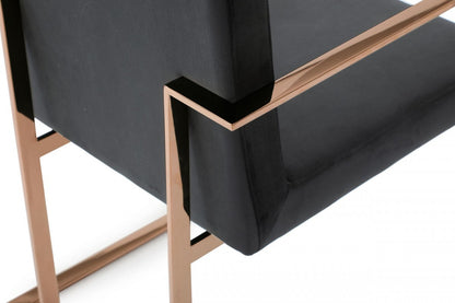 Black Rosegold Velvet Dining Chair