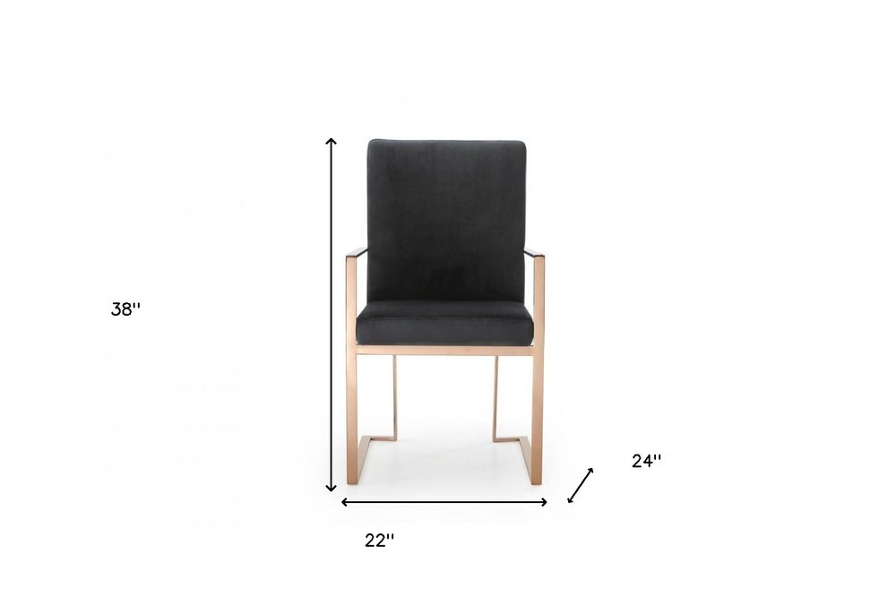 Black and Gold Upholstered Fabric Dining Arm Chair