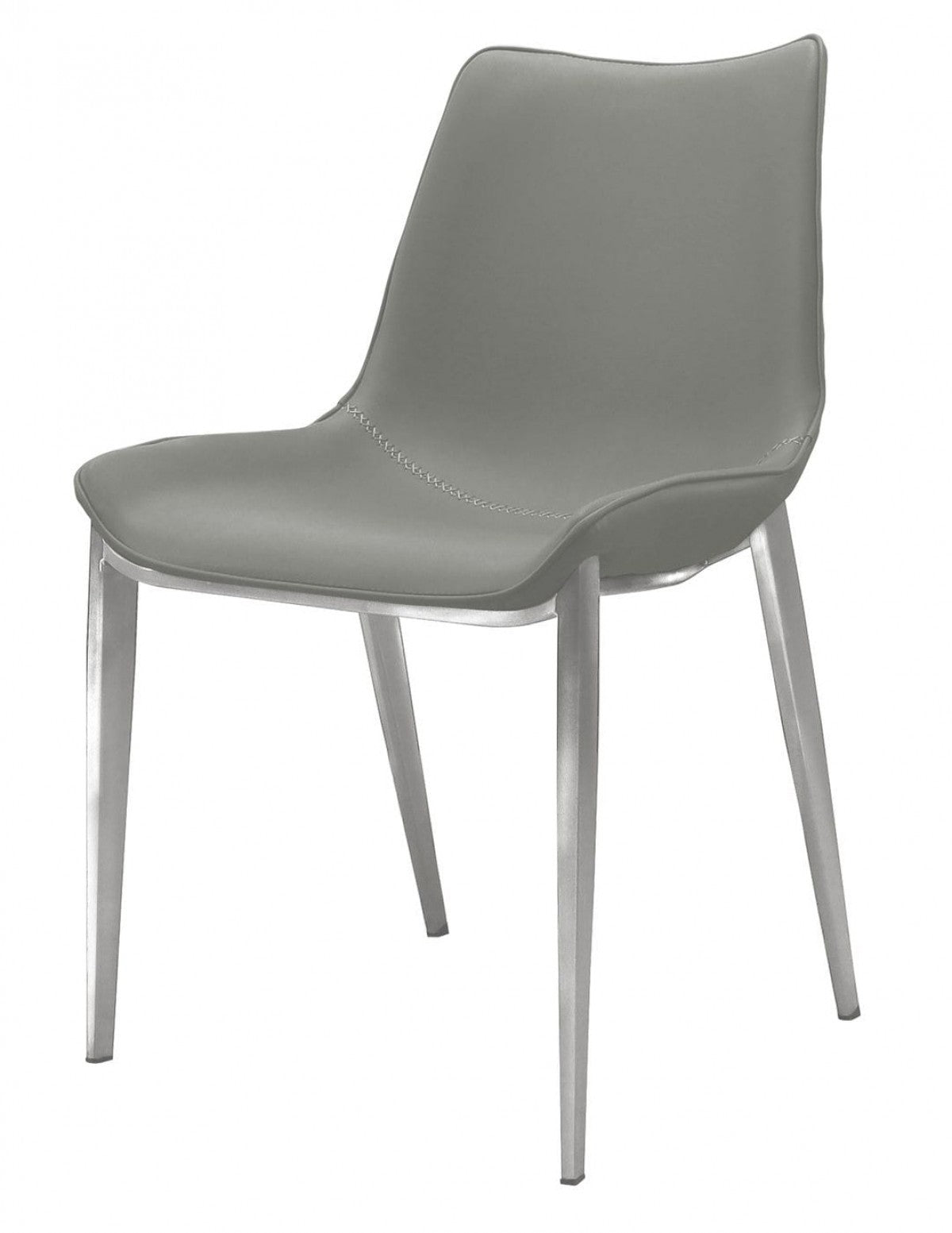 Set of Two Gray Faux Leather Modern Dining Chairs