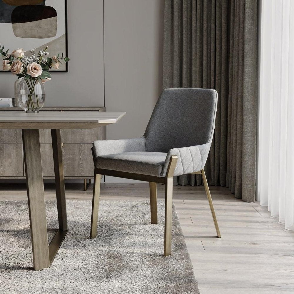 Gray Antique Brass Dining Chair