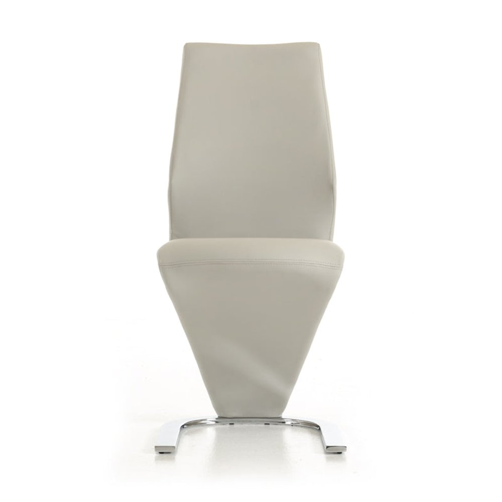 Set of Two White and Silver Upholstered Faux Leather Dining Side Chairs