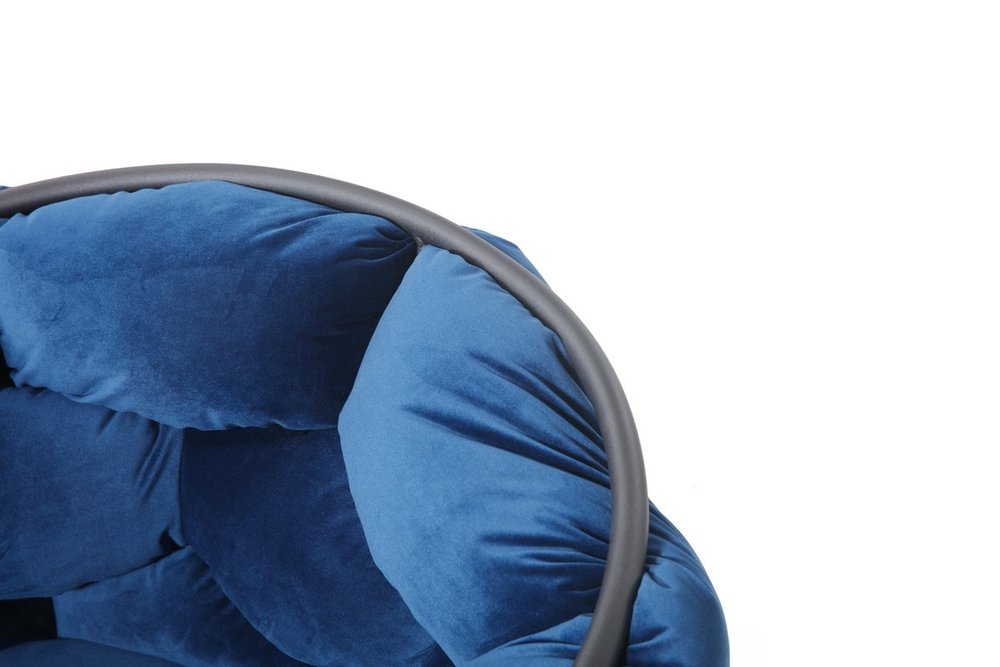 Blue and Black Upholstered Fabric Dining Arm Chair