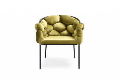 Green And Black Upholstered Fabric Dining Arm Chair