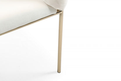 White Geo Velvet and Brushed Brass Velvet Dining Chair