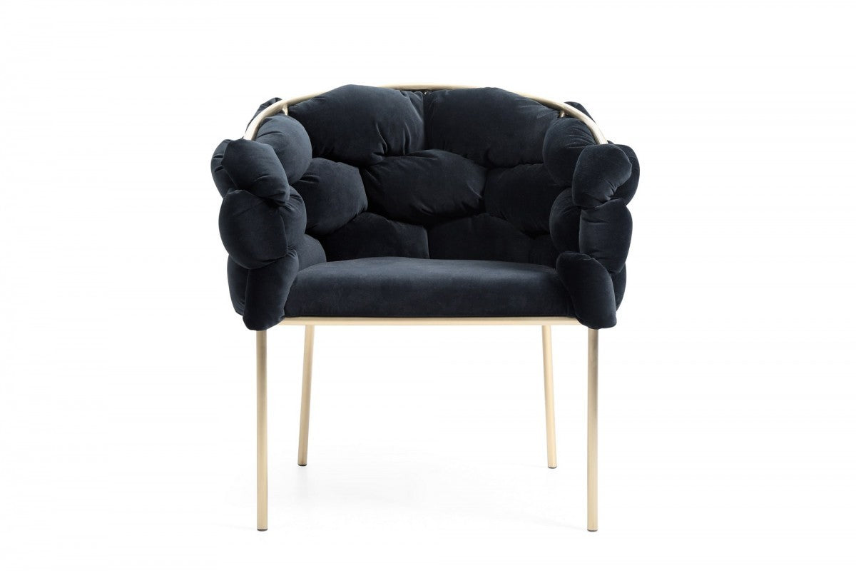 Black Geo Velvet and Brushed Brass Velvet Dining Chair