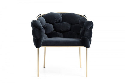 Black and Brass Upholstered Fabric Dining Arm Chair