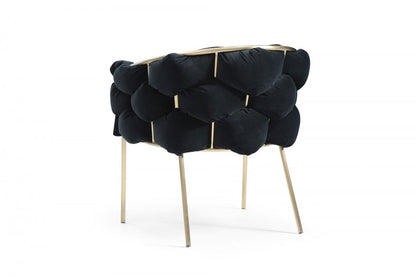 Black and Brass Upholstered Fabric Dining Arm Chair