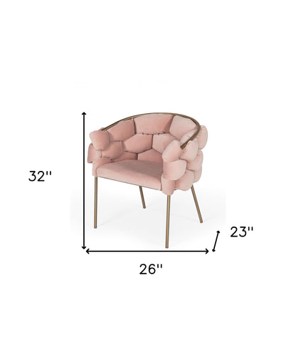 Pink Geo Velvet and Brushed Brass Velvet Dining Chair