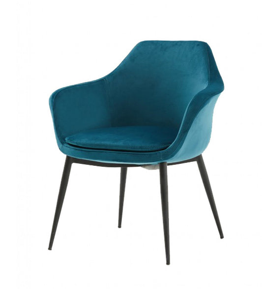 Teal and Black Velvet Dining or Side Chair