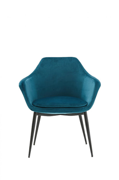 Teal and Black Velvet Dining or Side Chair