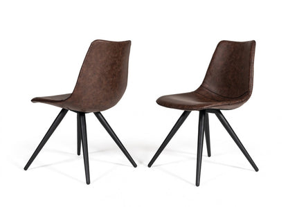 Set of Two Brown Modern Dining Chairs