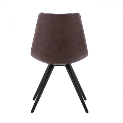 Set of Two Brown and Black Upholstered Faux Leather Dining Side Chairs