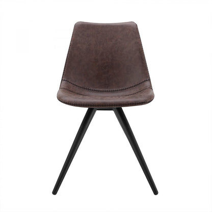 Set of Two Brown and Black Upholstered Faux Leather Dining Side Chairs