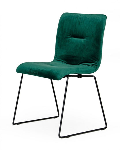 Set of Two Green and Black Upholstered Fabric Dining Side Chairs