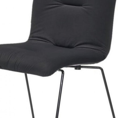 Set of Two Gray and Black Upholstered Fabric Dining Side Chairs