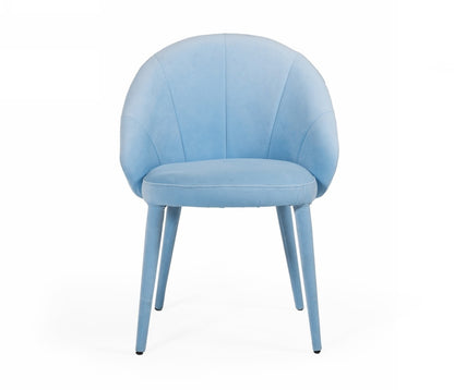 Blue Fabric Wrapped Dining Chair