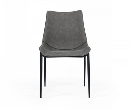 Set of Two Gray Faux Leather Dining Chairs