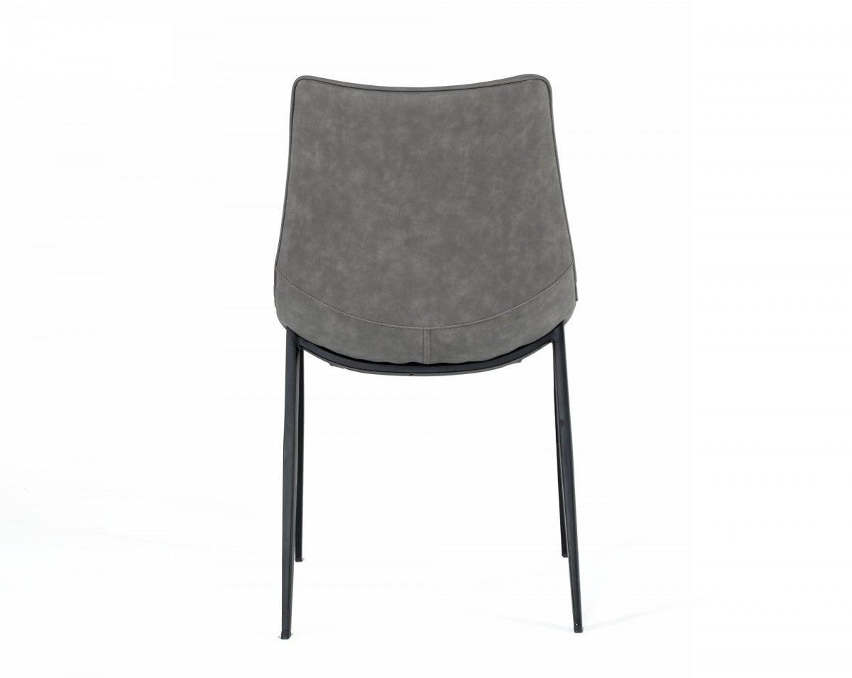 Set of Two Gray Faux Leather Dining Chairs